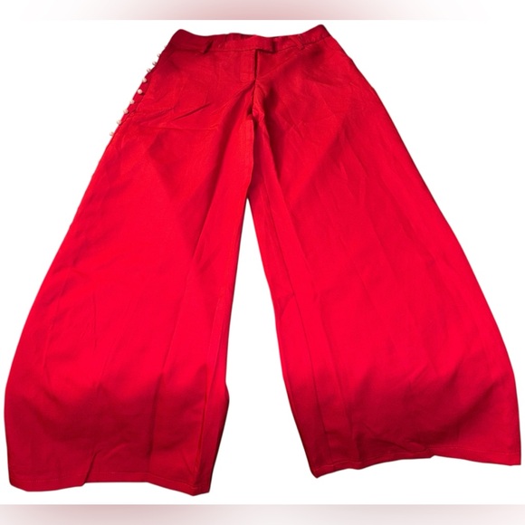 Elegant Red Wide Leg Women's Pants - Picture 8 of 9